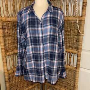 GAP Factory Blue Plaid Women's Blouse